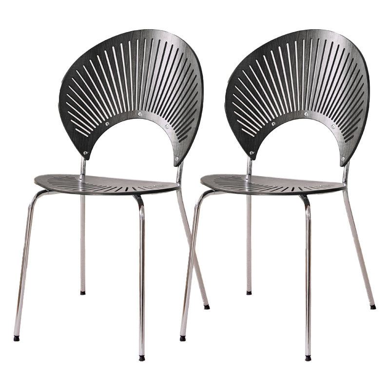 Contemporary Metal Kitchen and Dining Room Chair Open Back Dining Side Chair Black 2 Piece Set Silver Clearhalo 'Dining Chairs' 'Dining Tables & Seating' 'dining_chair' 'furn' 'furn_dining_chair' 'Furniture' 'furniture_dining_chair' 'Kitchen & Dining Furniture' 4831791