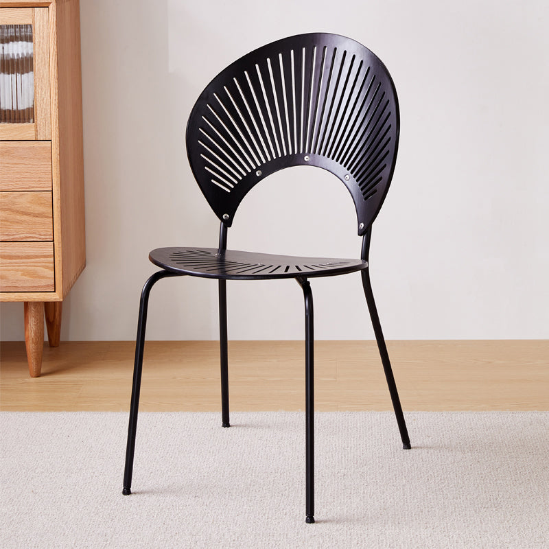 Contemporary Metal Kitchen and Dining Room Chair Open Back Dining Side Chair Black 1 Piece Black Clearhalo 'Dining Chairs' 'Dining Tables & Seating' 'dining_chair' 'furn' 'furn_dining_chair' 'Furniture' 'furniture_dining_chair' 'Kitchen & Dining Furniture' 4831793
