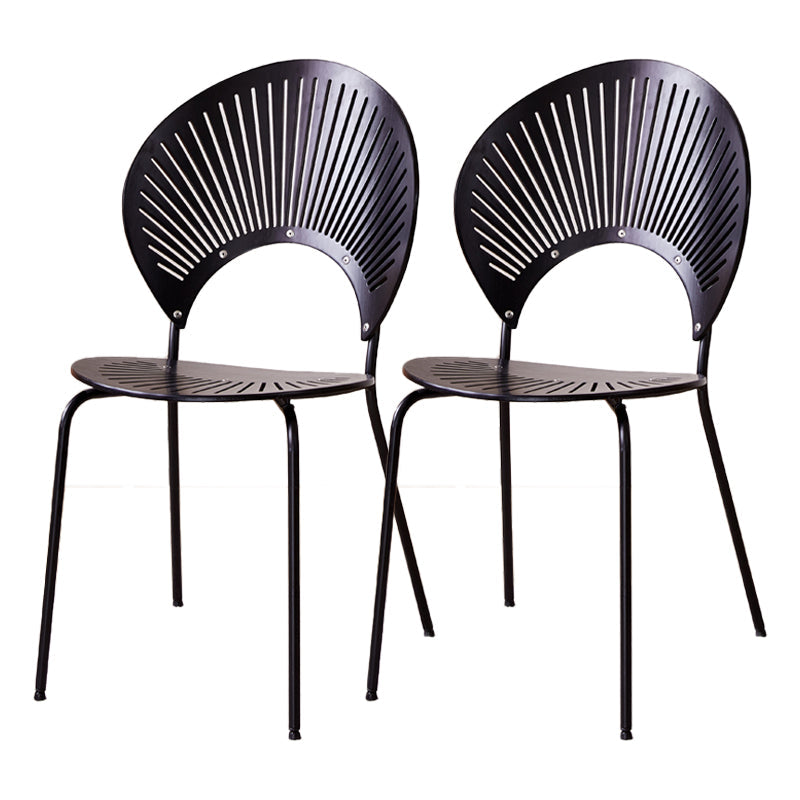 Contemporary Metal Kitchen and Dining Room Chair Open Back Dining Side Chair Black 2 Piece Set Black Clearhalo 'Dining Chairs' 'Dining Tables & Seating' 'dining_chair' 'furn' 'furn_dining_chair' 'Furniture' 'furniture_dining_chair' 'Kitchen & Dining Furniture' 4831794