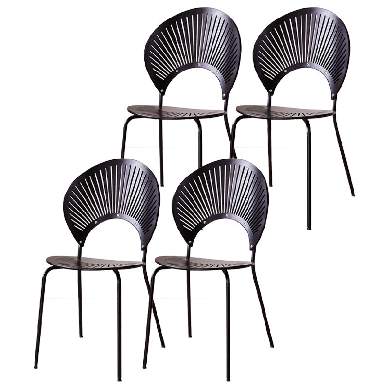 Contemporary Metal Kitchen and Dining Room Chair Open Back Dining Side Chair Black 4 Piece Set Black Clearhalo 'Dining Chairs' 'Dining Tables & Seating' 'dining_chair' 'furn' 'furn_dining_chair' 'Furniture' 'furniture_dining_chair' 'Kitchen & Dining Furniture' 4831795