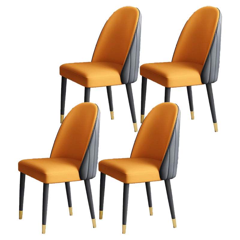 Modern Style Wood Chair Parsons Chair with Upholstered for Dining Room Orange 4 Piece Set Clearhalo 'Dining Chairs' 'Dining Tables & Seating' 'dining_chair' 'furn' 'furn_dining_chair' 'Furniture' 'furniture_dining_chair' 'Kitchen & Dining Furniture' 4831806