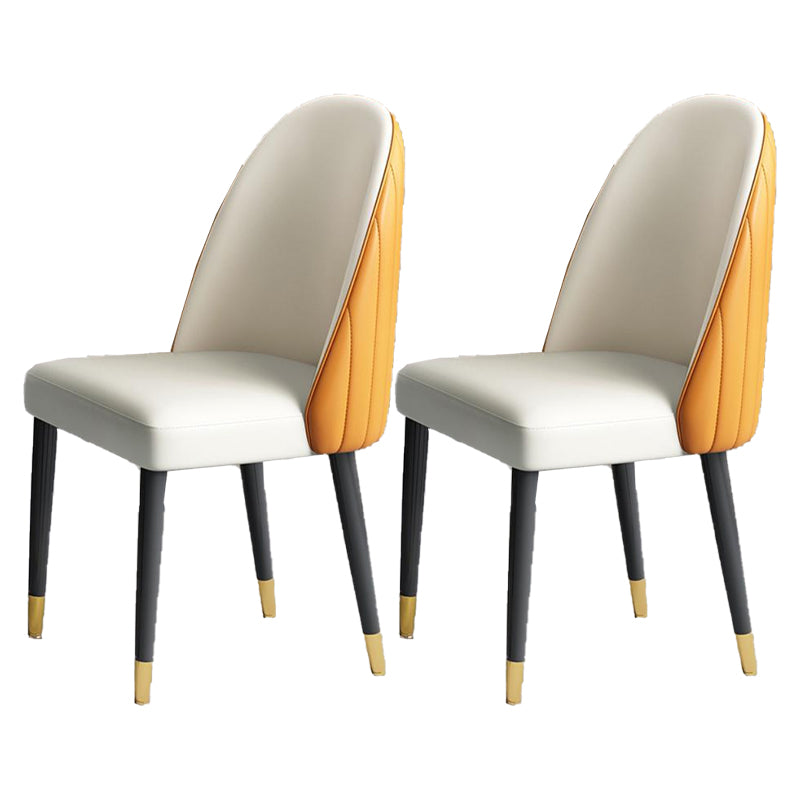 Modern Style Wood Chair Parsons Chair with Upholstered for Dining Room White-Orange 2 Piece Set Clearhalo 'Dining Chairs' 'Dining Tables & Seating' 'dining_chair' 'furn' 'furn_dining_chair' 'Furniture' 'furniture_dining_chair' 'Kitchen & Dining Furniture' 4831823
