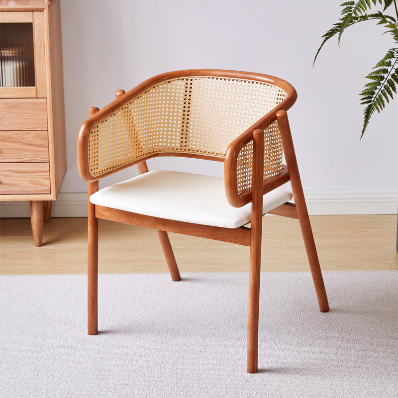 Contemporary Solid Wood Home Dining Arm Chair Open Back Dining Side Chair Cherry Wood White Clearhalo 'Dining Chairs' 'Dining Tables & Seating' 'dining_chair' 'furn' 'furn_dining_chair' 'Furniture' 'furniture_dining_chair' 'Kitchen & Dining Furniture' 4831848