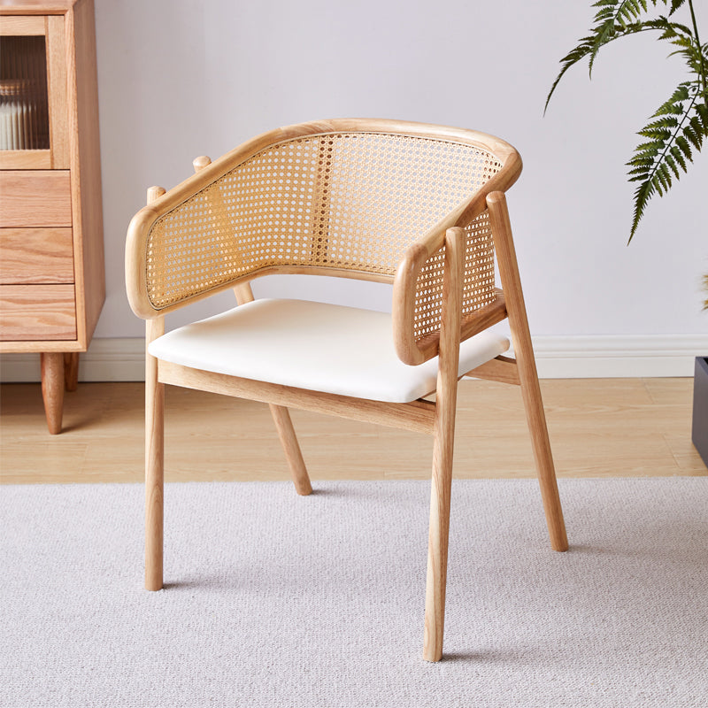 Contemporary Solid Wood Home Dining Arm Chair Open Back Dining Side Chair Wood White Clearhalo 'Dining Chairs' 'Dining Tables & Seating' 'dining_chair' 'furn' 'furn_dining_chair' 'Furniture' 'furniture_dining_chair' 'Kitchen & Dining Furniture' 4831856