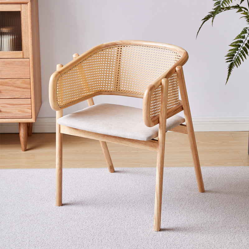 Contemporary Solid Wood Home Dining Arm Chair Open Back Dining Side Chair Wood Beige Clearhalo 'Dining Chairs' 'Dining Tables & Seating' 'dining_chair' 'furn' 'furn_dining_chair' 'Furniture' 'furniture_dining_chair' 'Kitchen & Dining Furniture' 4831857