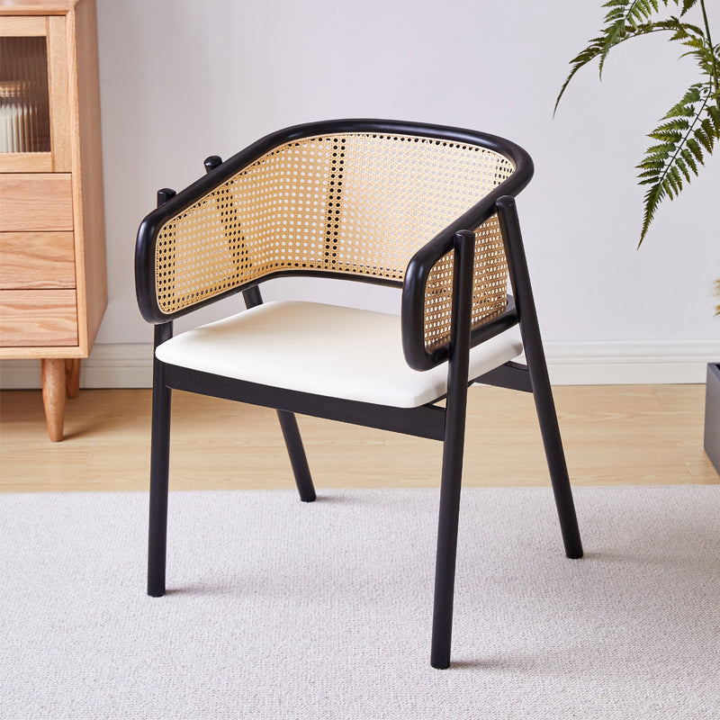 Contemporary Solid Wood Home Dining Arm Chair Open Back Dining Side Chair Black White Clearhalo 'Dining Chairs' 'Dining Tables & Seating' 'dining_chair' 'furn' 'furn_dining_chair' 'Furniture' 'furniture_dining_chair' 'Kitchen & Dining Furniture' 4831869
