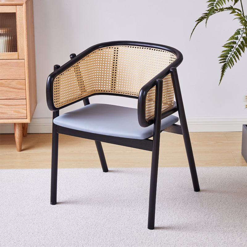 Contemporary Solid Wood Home Dining Arm Chair Open Back Dining Side Chair Black Dark Blue Light Grey Clearhalo 'Dining Chairs' 'Dining Tables & Seating' 'dining_chair' 'furn' 'furn_dining_chair' 'Furniture' 'furniture_dining_chair' 'Kitchen & Dining Furniture' 4831872