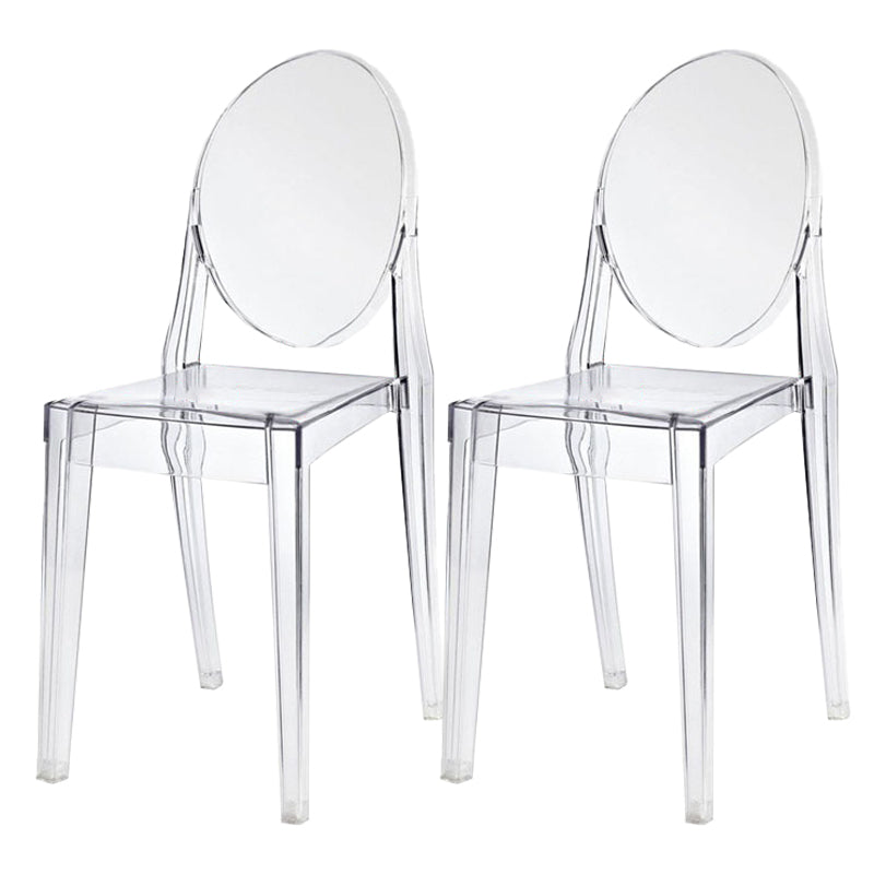 Modern Stackable Plastic Chair King Louis Back Side Chair for Dining Room Clear Set of 2 Clearhalo 'Dining Chairs' 'Dining Tables & Seating' 'dining_chair' 'Furniture' 'furniture_dining_chair' 'Kitchen & Dining Furniture' 4831893