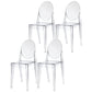 Modern Stackable Plastic Chair King Louis Back Side Chair for Dining Room Clear Set of 4 Clearhalo 'Dining Chairs' 'Dining Tables & Seating' 'dining_chair' 'Furniture' 'furniture_dining_chair' 'Kitchen & Dining Furniture' 4831895