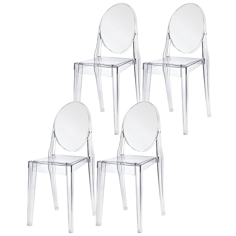 Modern Stackable Plastic Chair King Louis Back Side Chair for Dining Room Clear Set of 4 Clearhalo 'Dining Chairs' 'Dining Tables & Seating' 'dining_chair' 'Furniture' 'furniture_dining_chair' 'Kitchen & Dining Furniture' 4831895