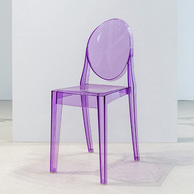 Modern Stackable Plastic Chair King Louis Back Side Chair for Dining Room Purple 1 Piece Clearhalo 'Dining Chairs' 'Dining Tables & Seating' 'dining_chair' 'Furniture' 'furniture_dining_chair' 'Kitchen & Dining Furniture' 4831897