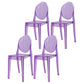 Modern Stackable Plastic Chair King Louis Back Side Chair for Dining Room Purple Set of 4 Clearhalo 'Dining Chairs' 'Dining Tables & Seating' 'dining_chair' 'Furniture' 'furniture_dining_chair' 'Kitchen & Dining Furniture' 4831901