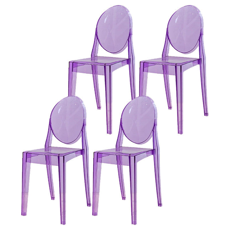 Modern Stackable Plastic Chair King Louis Back Side Chair for Dining Room Purple Set of 4 Clearhalo 'Dining Chairs' 'Dining Tables & Seating' 'dining_chair' 'Furniture' 'furniture_dining_chair' 'Kitchen & Dining Furniture' 4831901