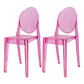 Modern Stackable Plastic Chair King Louis Back Side Chair for Dining Room Pink Set of 2 Clearhalo 'Dining Chairs' 'Dining Tables & Seating' 'dining_chair' 'Furniture' 'furniture_dining_chair' 'Kitchen & Dining Furniture' 4831905