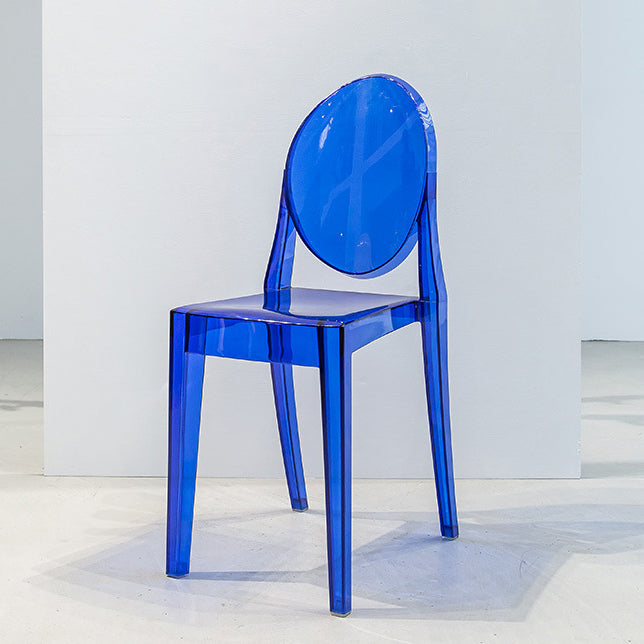 Modern Stackable Plastic Chair King Louis Back Side Chair for Dining Room Clear-Blue 1 Piece Clearhalo 'Dining Chairs' 'Dining Tables & Seating' 'dining_chair' 'Furniture' 'furniture_dining_chair' 'Kitchen & Dining Furniture' 4831908