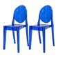 Modern Stackable Plastic Chair King Louis Back Side Chair for Dining Room Clear-Blue Set of 2 Clearhalo 'Dining Chairs' 'Dining Tables & Seating' 'dining_chair' 'Furniture' 'furniture_dining_chair' 'Kitchen & Dining Furniture' 4831911