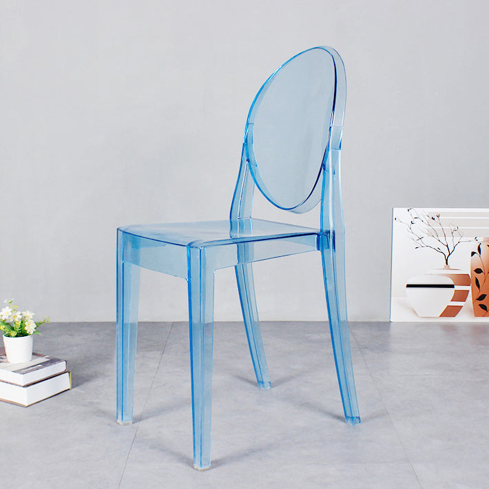 Modern Stackable Plastic Chair King Louis Back Side Chair for Dining Room Light Blue-Clear 1 Piece Clearhalo 'Dining Chairs' 'Dining Tables & Seating' 'dining_chair' 'Furniture' 'furniture_dining_chair' 'Kitchen & Dining Furniture' 4831916