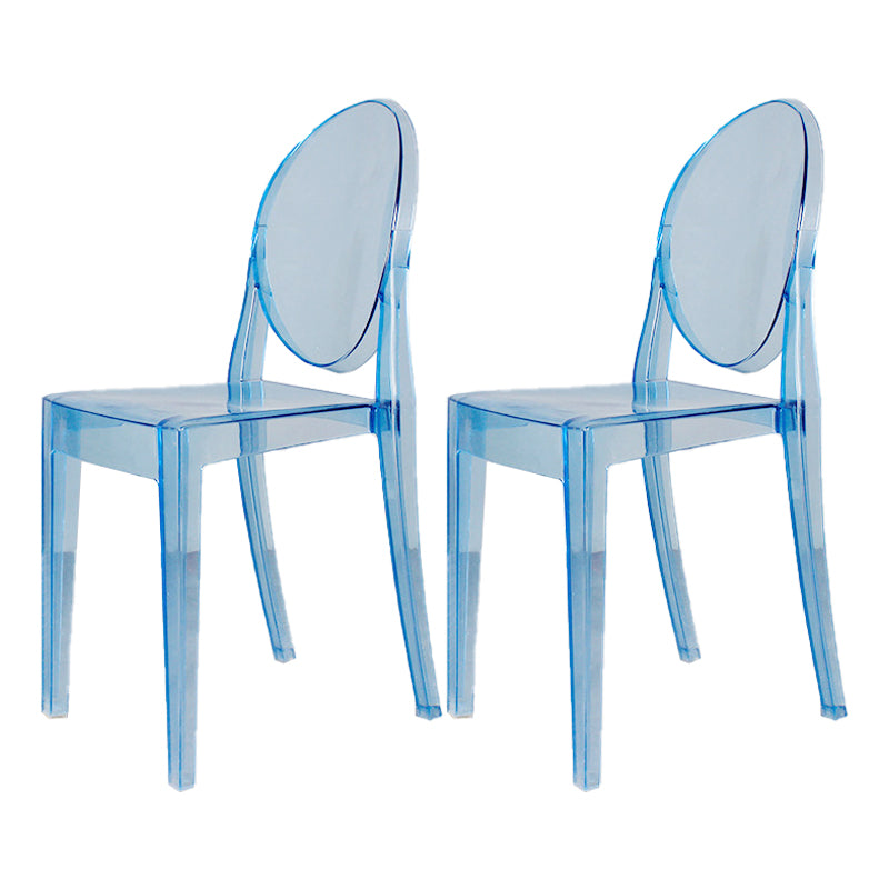 Modern Stackable Plastic Chair King Louis Back Side Chair for Dining Room Light Blue-Clear Set of 2 Clearhalo 'Dining Chairs' 'Dining Tables & Seating' 'dining_chair' 'Furniture' 'furniture_dining_chair' 'Kitchen & Dining Furniture' 4831917