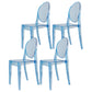 Modern Stackable Plastic Chair King Louis Back Side Chair for Dining Room Light Blue-Clear Set of 4 Clearhalo 'Dining Chairs' 'Dining Tables & Seating' 'dining_chair' 'Furniture' 'furniture_dining_chair' 'Kitchen & Dining Furniture' 4831918
