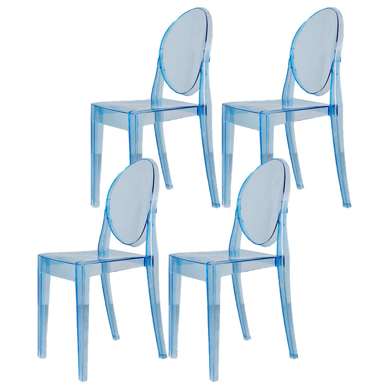 Modern Stackable Plastic Chair King Louis Back Side Chair for Dining Room Light Blue-Clear Set of 4 Clearhalo 'Dining Chairs' 'Dining Tables & Seating' 'dining_chair' 'Furniture' 'furniture_dining_chair' 'Kitchen & Dining Furniture' 4831918