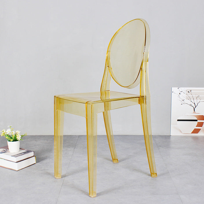 Modern Stackable Plastic Chair King Louis Back Side Chair for Dining Room Clear Yellow 1 Piece Clearhalo 'Dining Chairs' 'Dining Tables & Seating' 'dining_chair' 'Furniture' 'furniture_dining_chair' 'Kitchen & Dining Furniture' 4831919