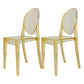 Modern Stackable Plastic Chair King Louis Back Side Chair for Dining Room Clear Yellow Set of 2 Clearhalo 'Dining Chairs' 'Dining Tables & Seating' 'dining_chair' 'Furniture' 'furniture_dining_chair' 'Kitchen & Dining Furniture' 4831920