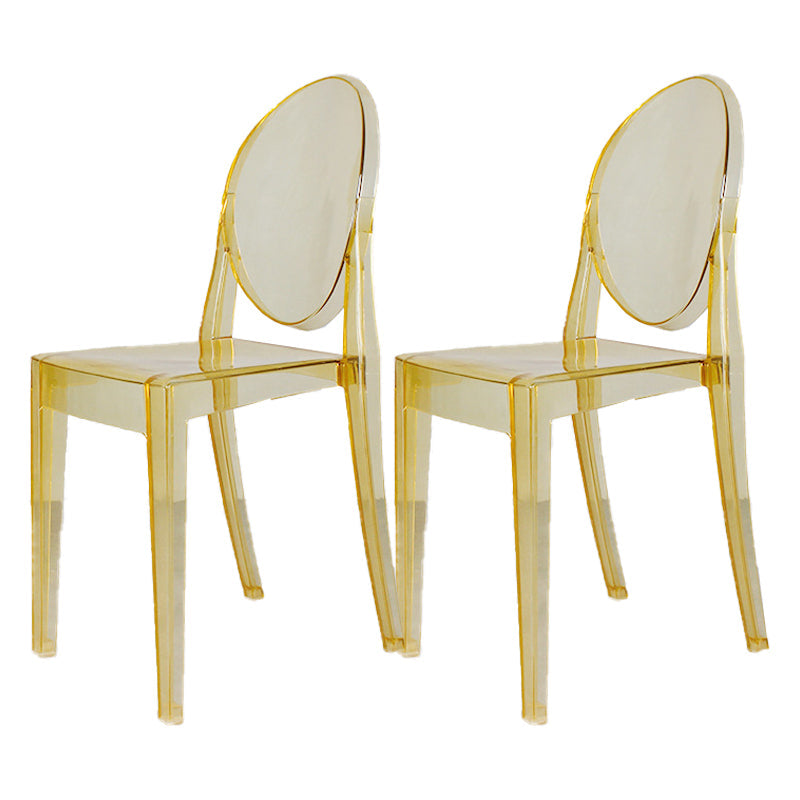 Modern Stackable Plastic Chair King Louis Back Side Chair for Dining Room Clear Yellow Set of 2 Clearhalo 'Dining Chairs' 'Dining Tables & Seating' 'dining_chair' 'Furniture' 'furniture_dining_chair' 'Kitchen & Dining Furniture' 4831920