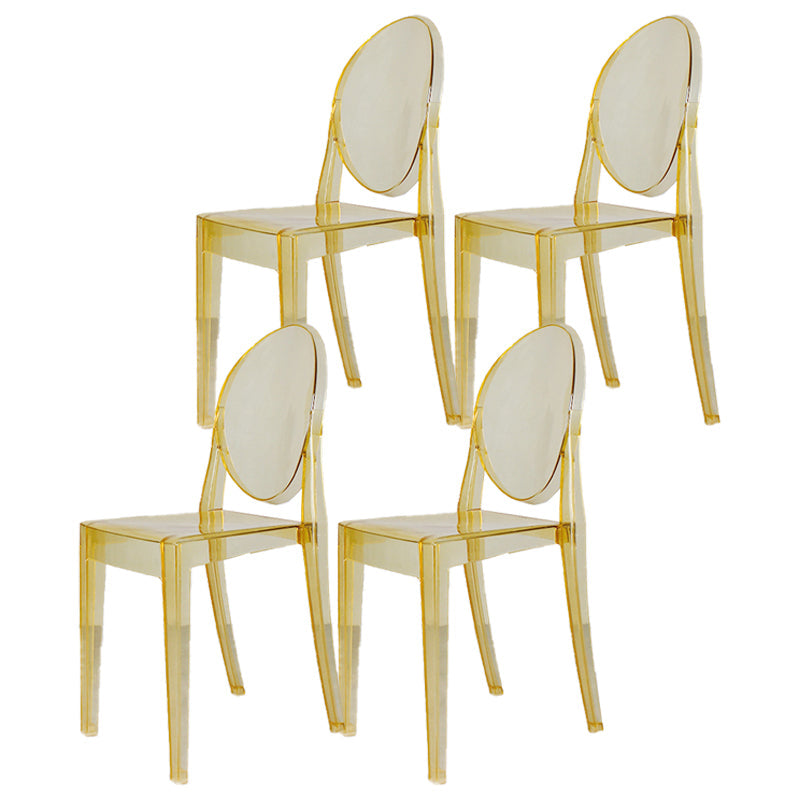 Modern Stackable Plastic Chair King Louis Back Side Chair for Dining Room Clear Yellow Set of 4 Clearhalo 'Dining Chairs' 'Dining Tables & Seating' 'dining_chair' 'Furniture' 'furniture_dining_chair' 'Kitchen & Dining Furniture' 4831921