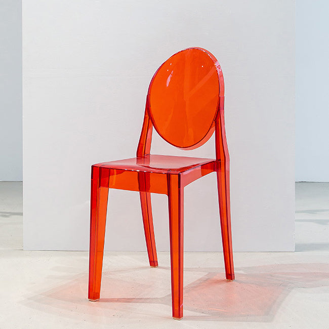 Modern Stackable Plastic Chair King Louis Back Side Chair for Dining Room Clear-Red 1 Piece Clearhalo 'Dining Chairs' 'Dining Tables & Seating' 'dining_chair' 'Furniture' 'furniture_dining_chair' 'Kitchen & Dining Furniture' 4831922