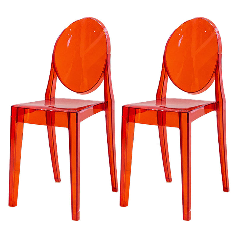 Modern Stackable Plastic Chair King Louis Back Side Chair for Dining Room Clear-Red Set of 2 Clearhalo 'Dining Chairs' 'Dining Tables & Seating' 'dining_chair' 'Furniture' 'furniture_dining_chair' 'Kitchen & Dining Furniture' 4831923