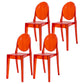 Modern Stackable Plastic Chair King Louis Back Side Chair for Dining Room Clear-Red Set of 4 Clearhalo 'Dining Chairs' 'Dining Tables & Seating' 'dining_chair' 'Furniture' 'furniture_dining_chair' 'Kitchen & Dining Furniture' 4831924