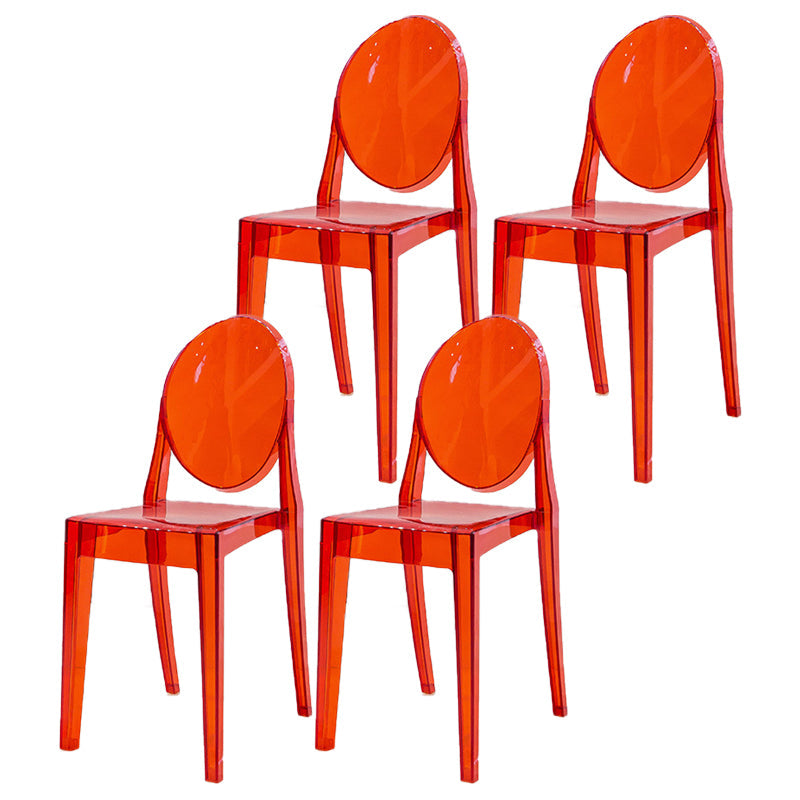 Modern Stackable Plastic Chair King Louis Back Side Chair for Dining Room Clear-Red Set of 4 Clearhalo 'Dining Chairs' 'Dining Tables & Seating' 'dining_chair' 'Furniture' 'furniture_dining_chair' 'Kitchen & Dining Furniture' 4831924