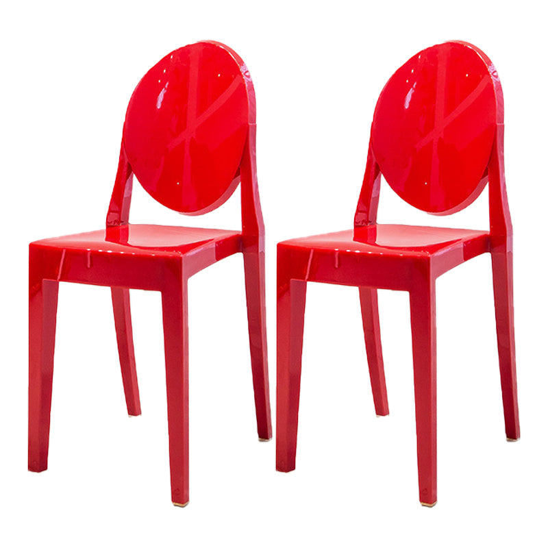 Modern Stackable Plastic Chair King Louis Back Side Chair for Dining Room Red Set of 2 Clearhalo 'Dining Chairs' 'Dining Tables & Seating' 'dining_chair' 'Furniture' 'furniture_dining_chair' 'Kitchen & Dining Furniture' 4831926