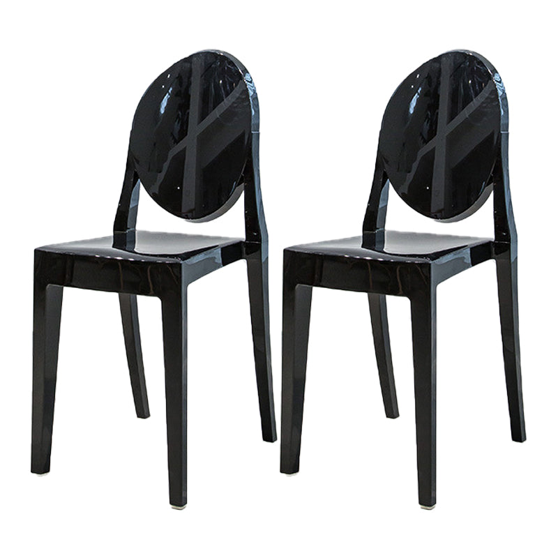 Modern Stackable Plastic Chair King Louis Back Side Chair for Dining Room Black Set of 2 Clearhalo 'Dining Chairs' 'Dining Tables & Seating' 'dining_chair' 'Furniture' 'furniture_dining_chair' 'Kitchen & Dining Furniture' 4831929
