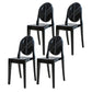 Modern Stackable Plastic Chair King Louis Back Side Chair for Dining Room Black Set of 4 Clearhalo 'Dining Chairs' 'Dining Tables & Seating' 'dining_chair' 'Furniture' 'furniture_dining_chair' 'Kitchen & Dining Furniture' 4831930