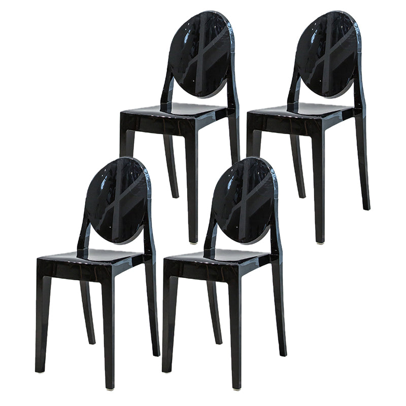 Modern Stackable Plastic Chair King Louis Back Side Chair for Dining Room Black Set of 4 Clearhalo 'Dining Chairs' 'Dining Tables & Seating' 'dining_chair' 'Furniture' 'furniture_dining_chair' 'Kitchen & Dining Furniture' 4831930