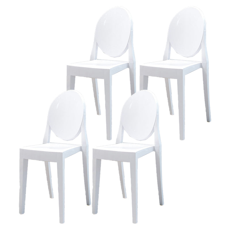 Modern Stackable Plastic Chair King Louis Back Side Chair for Dining Room White Set of 4 Clearhalo 'Dining Chairs' 'Dining Tables & Seating' 'dining_chair' 'Furniture' 'furniture_dining_chair' 'Kitchen & Dining Furniture' 4831933