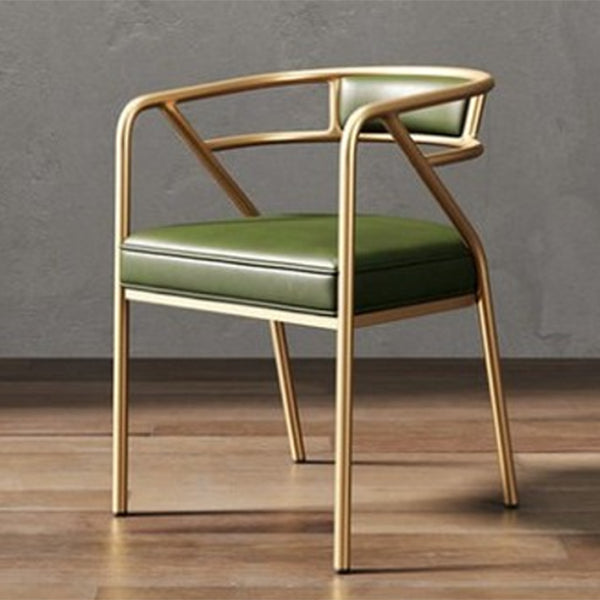 Glam Metal Arm Chair Open Back Dining Side Chair with Upholstered 21.6"x22.8"x29.5" Green Gold 1 Piece Clearhalo 'Dining Chairs' 'Dining Tables & Seating' 'dining_chair' 'furn' 'furn_dining_chair' 'Furniture' 'furniture_dining_chair' 'Kitchen & Dining Furniture' 4831939