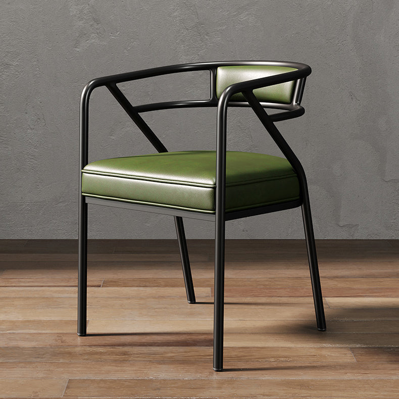 Glam Metal Arm Chair Open Back Dining Side Chair with Upholstered 21.6"x22.8"x29.5" Black Green 1 Piece Clearhalo 'Dining Chairs' 'Dining Tables & Seating' 'dining_chair' 'furn' 'furn_dining_chair' 'Furniture' 'furniture_dining_chair' 'Kitchen & Dining Furniture' 4831945