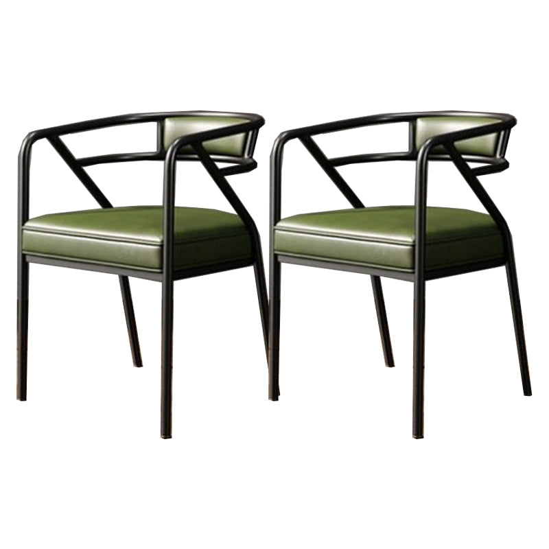 Glam Metal Arm Chair Open Back Dining Side Chair with Upholstered 21.6"x22.8"x29.5" Black Green 2 Piece Set Clearhalo 'Dining Chairs' 'Dining Tables & Seating' 'dining_chair' 'furn' 'furn_dining_chair' 'Furniture' 'furniture_dining_chair' 'Kitchen & Dining Furniture' 4831947