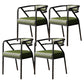 Glam Metal Arm Chair Open Back Dining Side Chair with Upholstered 21.6"x22.8"x29.5" Black Green 4 Piece Set Clearhalo 'Dining Chairs' 'Dining Tables & Seating' 'dining_chair' 'furn' 'furn_dining_chair' 'Furniture' 'furniture_dining_chair' 'Kitchen & Dining Furniture' 4831949