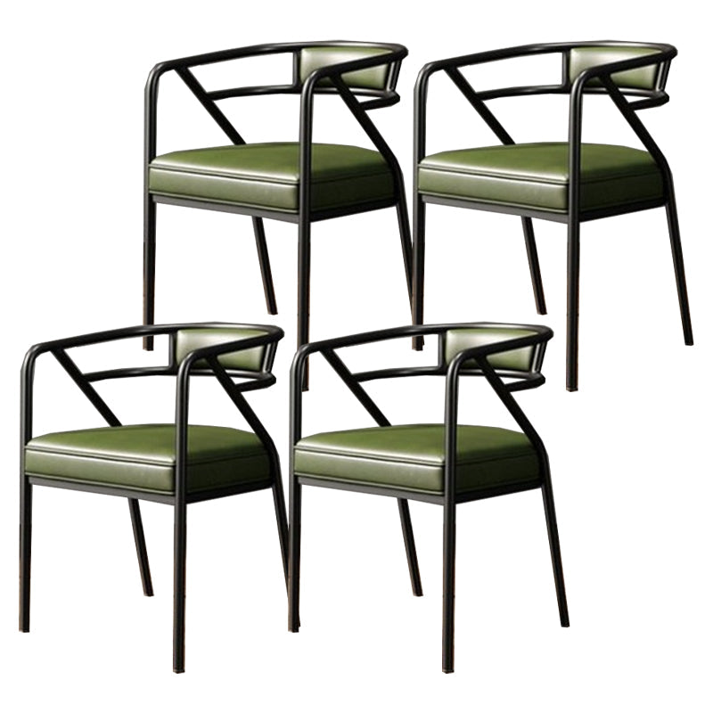 Glam Metal Arm Chair Open Back Dining Side Chair with Upholstered 21.6"x22.8"x29.5" Black Green 4 Piece Set Clearhalo 'Dining Chairs' 'Dining Tables & Seating' 'dining_chair' 'furn' 'furn_dining_chair' 'Furniture' 'furniture_dining_chair' 'Kitchen & Dining Furniture' 4831949