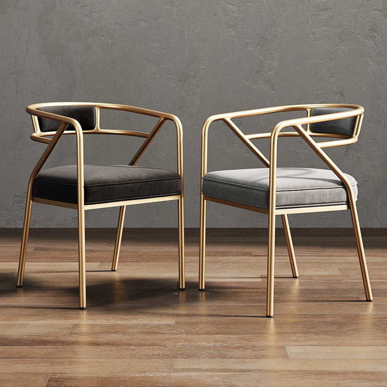 Glam Metal Arm Chair Open Back Dining Side Chair with Upholstered 21.6"x22.8"x29.5" Clearhalo 'Dining Chairs' 'Dining Tables & Seating' 'dining_chair' 'furn' 'furn_dining_chair' 'Furniture' 'furniture_dining_chair' 'Kitchen & Dining Furniture' 4831950