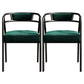 Glam Metal Arm Chair Open Back Dining Side Chair with Upholstered 21.6"x22.8"x29.5" Blackish Green 2 Piece Set Clearhalo 'Dining Chairs' 'Dining Tables & Seating' 'dining_chair' 'furn' 'furn_dining_chair' 'Furniture' 'furniture_dining_chair' 'Kitchen & Dining Furniture' 4831957