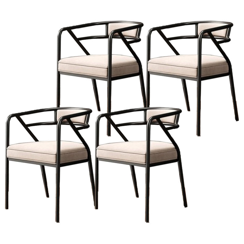 Glam Metal Arm Chair Open Back Dining Side Chair with Upholstered 21.6"x22.8"x29.5" Beige 4 Piece Set Clearhalo 'Dining Chairs' 'Dining Tables & Seating' 'dining_chair' 'furn' 'furn_dining_chair' 'Furniture' 'furniture_dining_chair' 'Kitchen & Dining Furniture' 4831964