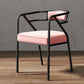 Glam Metal Arm Chair Open Back Dining Side Chair with Upholstered 21.6"x22.8"x29.5" Pink 1 Piece Clearhalo 'Dining Chairs' 'Dining Tables & Seating' 'dining_chair' 'furn' 'furn_dining_chair' 'Furniture' 'furniture_dining_chair' 'Kitchen & Dining Furniture' 4831968