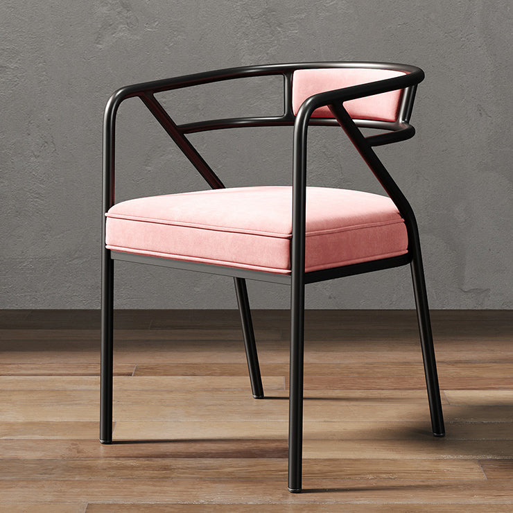 Glam Metal Arm Chair Open Back Dining Side Chair with Upholstered 21.6"x22.8"x29.5" Pink 1 Piece Clearhalo 'Dining Chairs' 'Dining Tables & Seating' 'dining_chair' 'furn' 'furn_dining_chair' 'Furniture' 'furniture_dining_chair' 'Kitchen & Dining Furniture' 4831968
