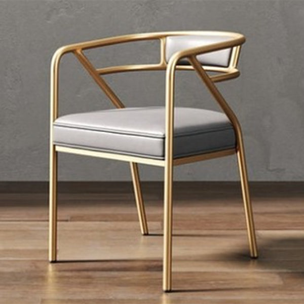 Glam Metal Arm Chair Open Back Dining Side Chair with Upholstered 21.6"x22.8"x29.5" Gray-Gold 1 Piece Clearhalo 'Dining Chairs' 'Dining Tables & Seating' 'dining_chair' 'furn' 'furn_dining_chair' 'Furniture' 'furniture_dining_chair' 'Kitchen & Dining Furniture' 4831971