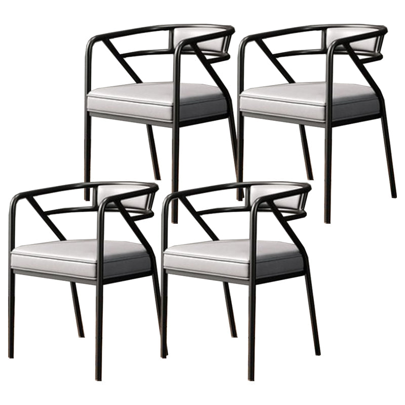 Glam Metal Arm Chair Open Back Dining Side Chair with Upholstered 21.6"x22.8"x29.5" Grey 4 Piece Set Clearhalo 'Dining Chairs' 'Dining Tables & Seating' 'dining_chair' 'furn' 'furn_dining_chair' 'Furniture' 'furniture_dining_chair' 'Kitchen & Dining Furniture' 4831976