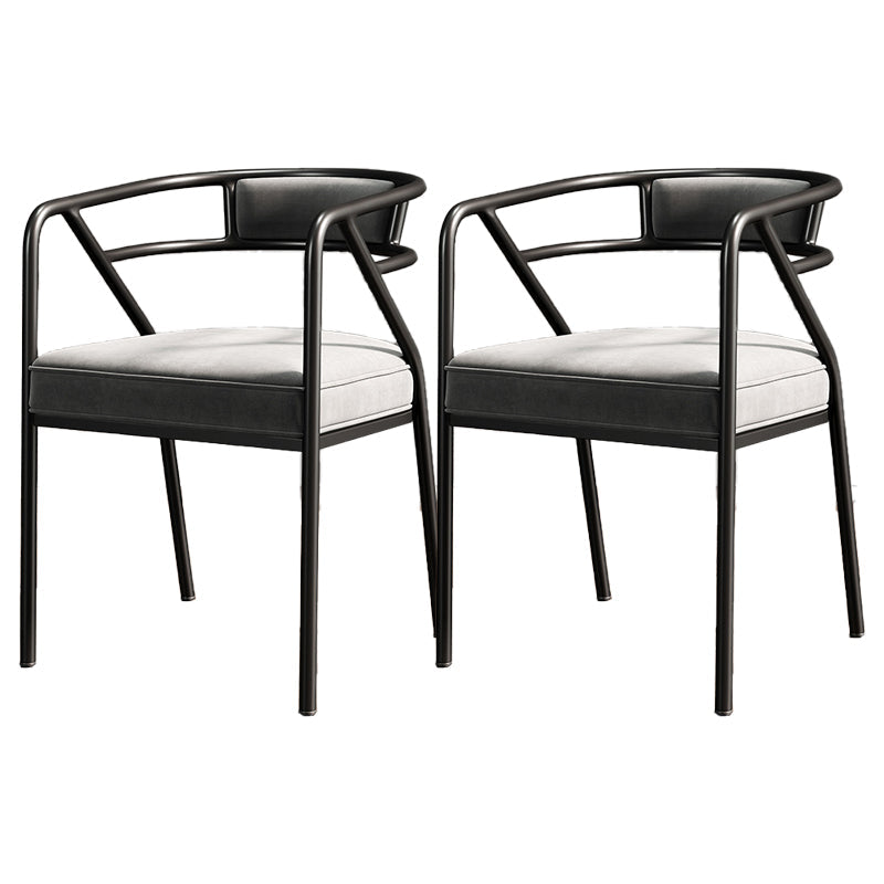 Glam Metal Arm Chair Open Back Dining Side Chair with Upholstered 21.6"x22.8"x29.5" Black-Gray 2 Piece Set Clearhalo 'Dining Chairs' 'Dining Tables & Seating' 'dining_chair' 'furn' 'furn_dining_chair' 'Furniture' 'furniture_dining_chair' 'Kitchen & Dining Furniture' 4831981